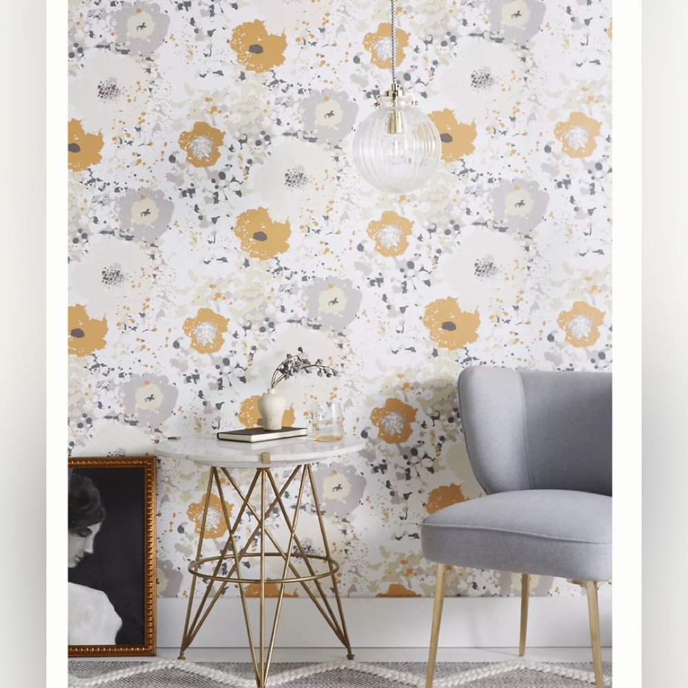 Anthropologie x York Spontaneity Metallic Floral Wallpaper